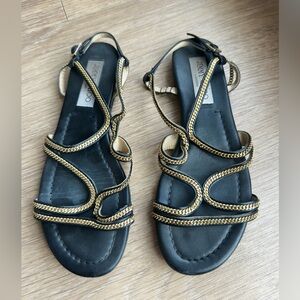 Jimmy Choo Black and Gold Chain Sandals size 37